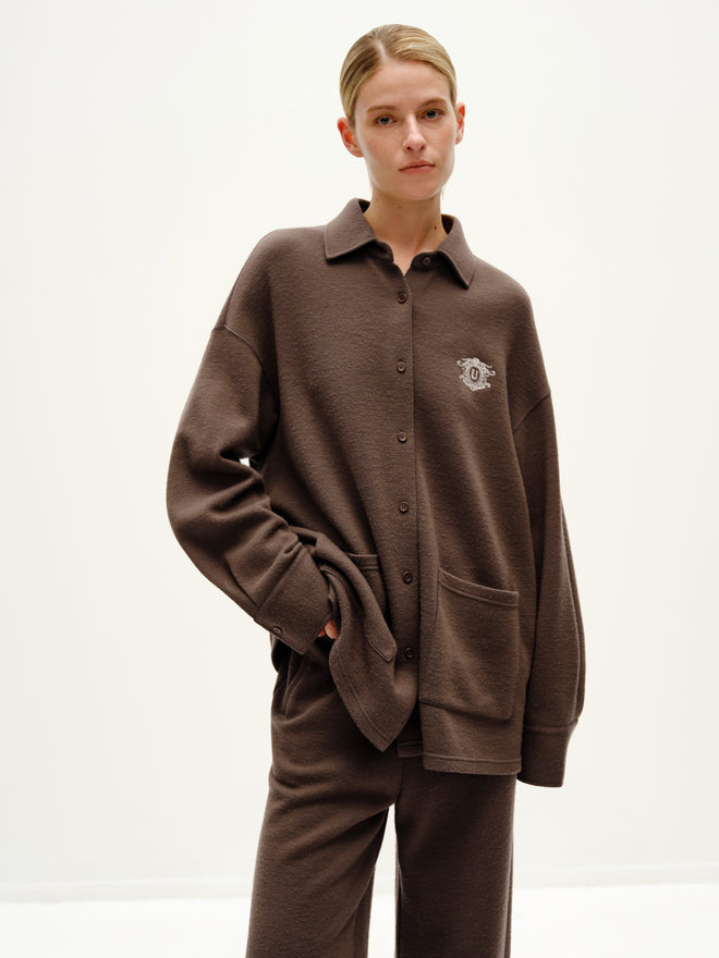 Cocoa Brown Knit Wool Shirt