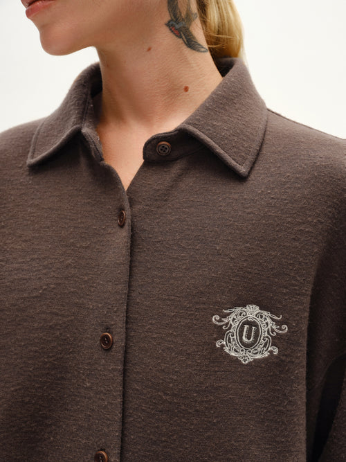 Cocoa Brown Knit Wool Shirt