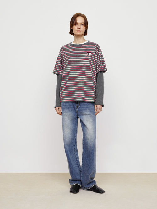 Oreo Striped Fake Two Pieces Tops