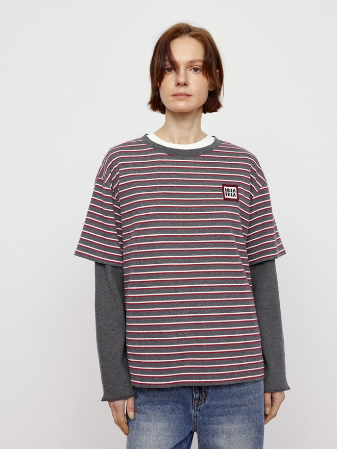 Oreo Striped Fake Two Pieces Tops