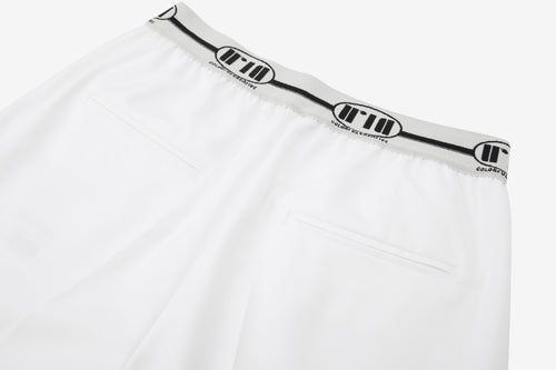 White Monogrammed Elasticized Chino Pants
