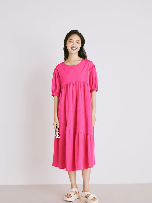 A Hem Pleated Rose Dress