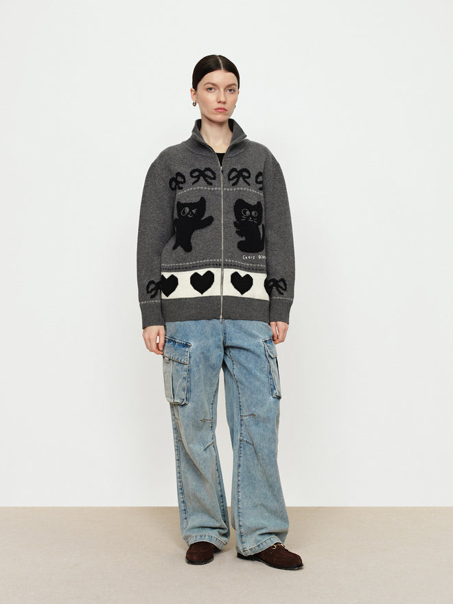 U-CAT Fer Island Zip Up Cardigan
