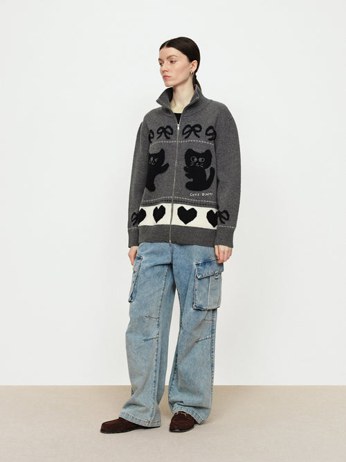 U-CAT Fer Island Zip Up Cardigan