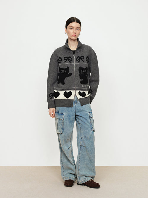 U-CAT Fer Island Zip Up Cardigan