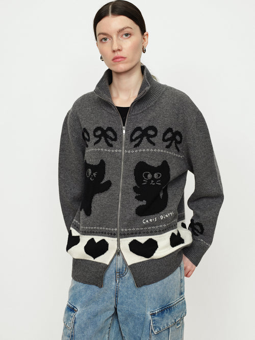 U-CAT Fer Island Zip Up Cardigan