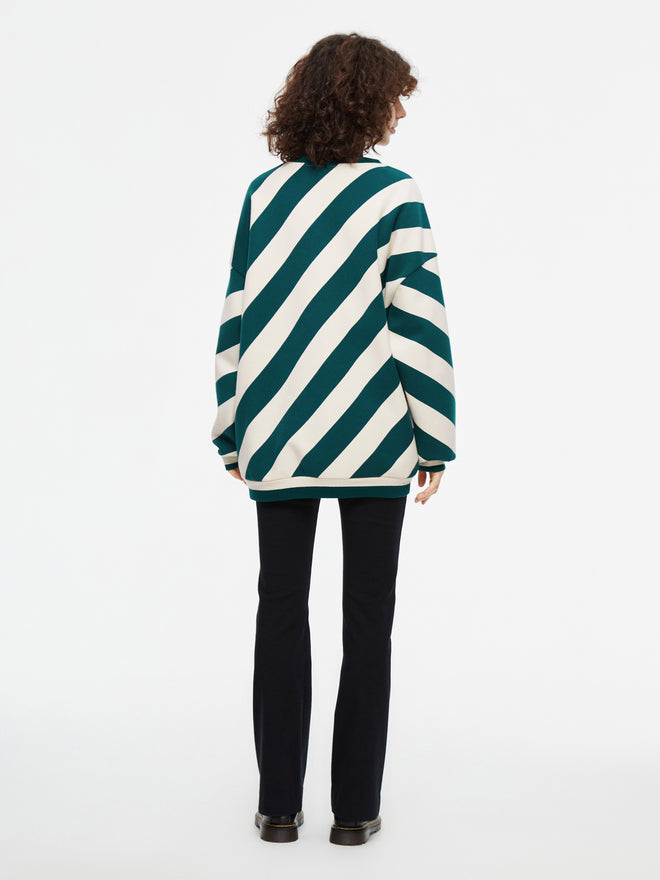 Dark Green Striped Sweatshirt