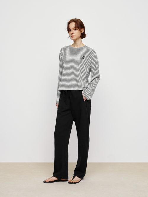 Classic Gray Striped Long Sleeved Shirt