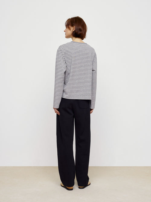 Classic Gray Striped Long Sleeved Shirt