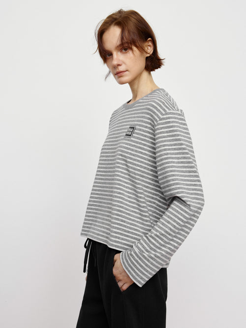Classic Gray Striped Long Sleeved Shirt