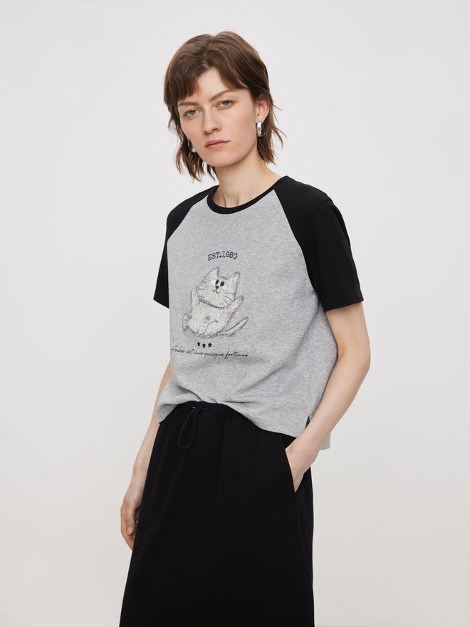 U-CAT Black and Grey Colorblocked Suit-Tee