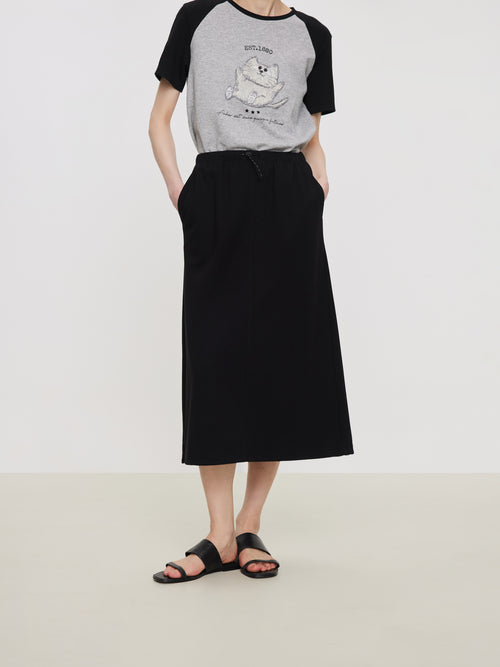 U-CAT Black and Gray Colorblocking Set-Half Skirt