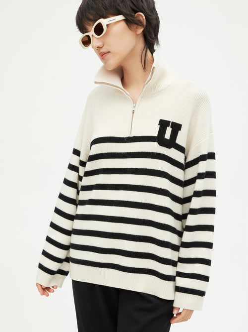 Striped Half-Zip Pullover