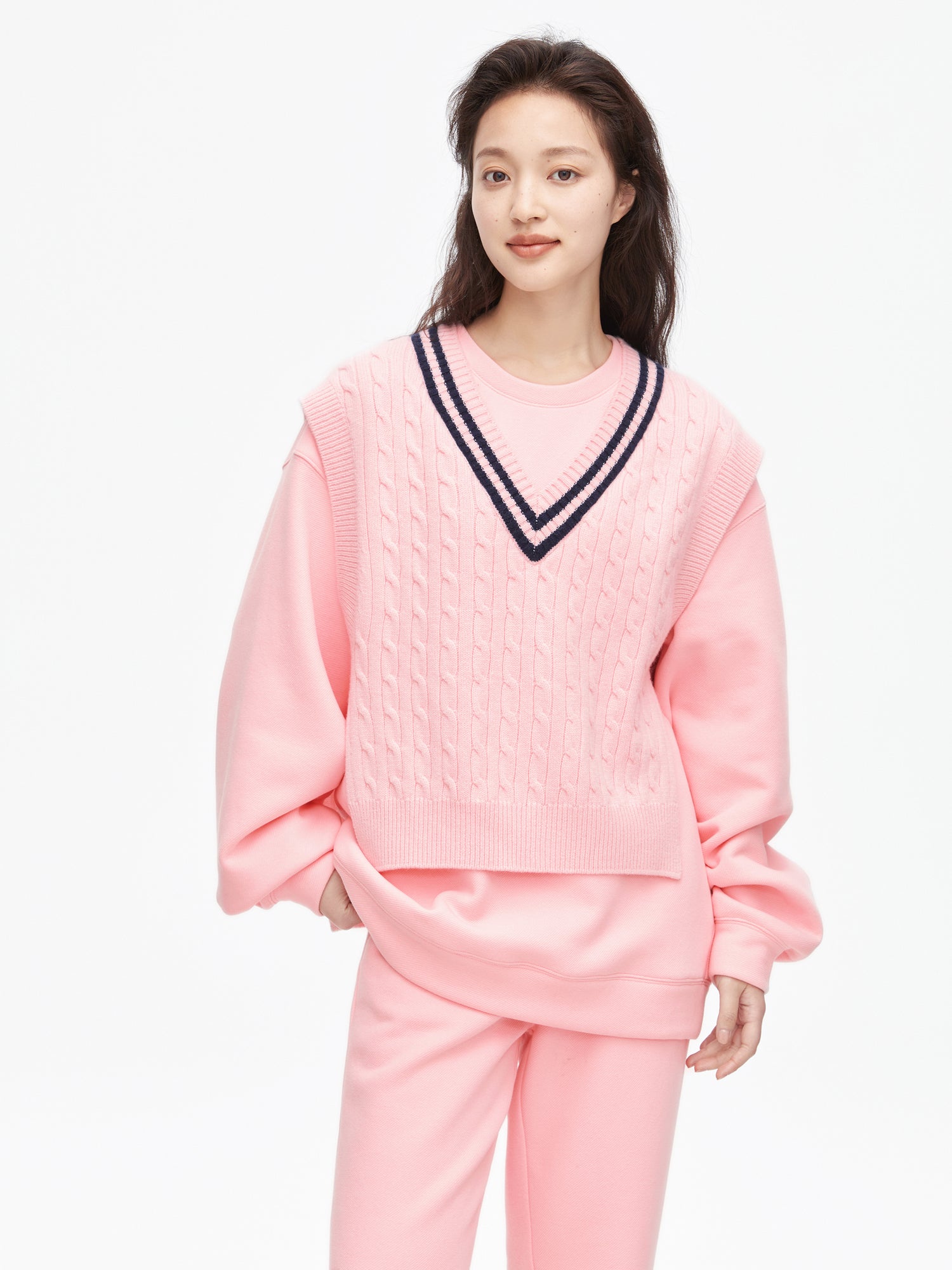 Cure Pink Fake Two Piece Sweatshirt