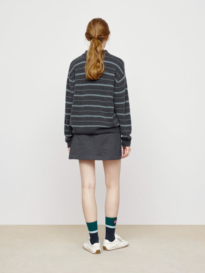 Retro Striped Polo Sweater