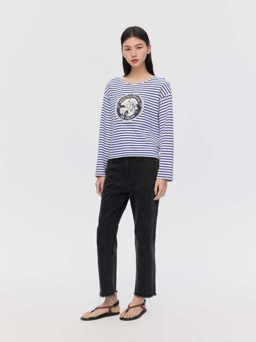 Navy Stripe Long Sleeve Tee