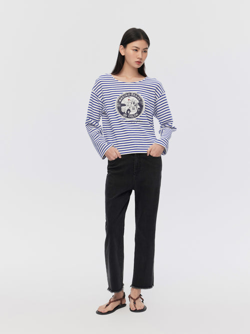 Navy Stripe Long Sleeve Tee