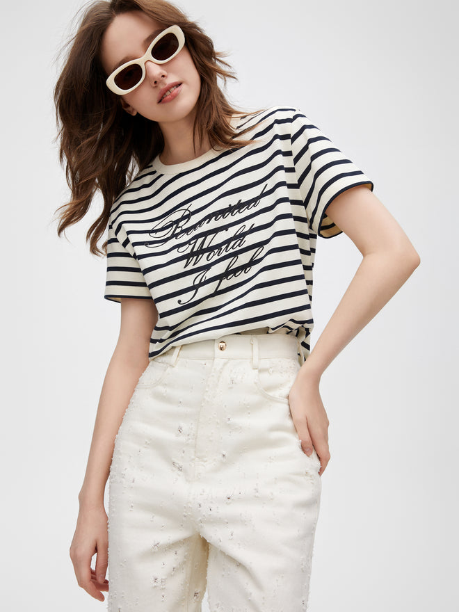 French print striped tee