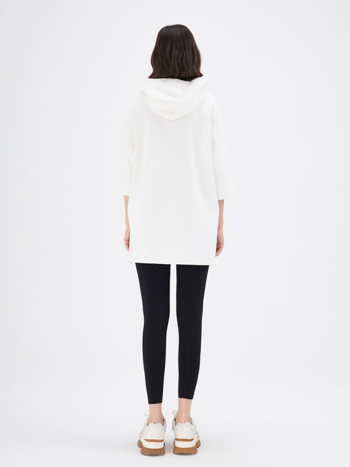 White Graphic Print Hooded T-shirt - Urlazh New York