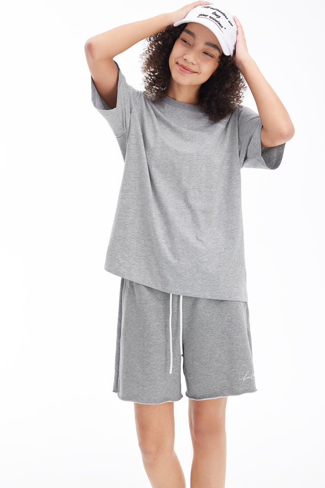 College Style Printed Tee-Light Gray