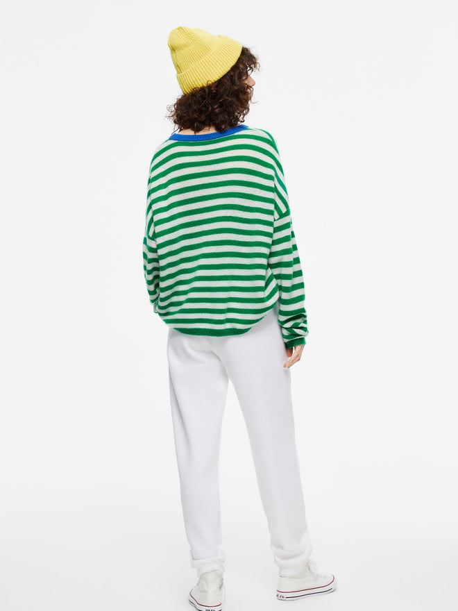 Green Striped Cashmere Tee-Sample