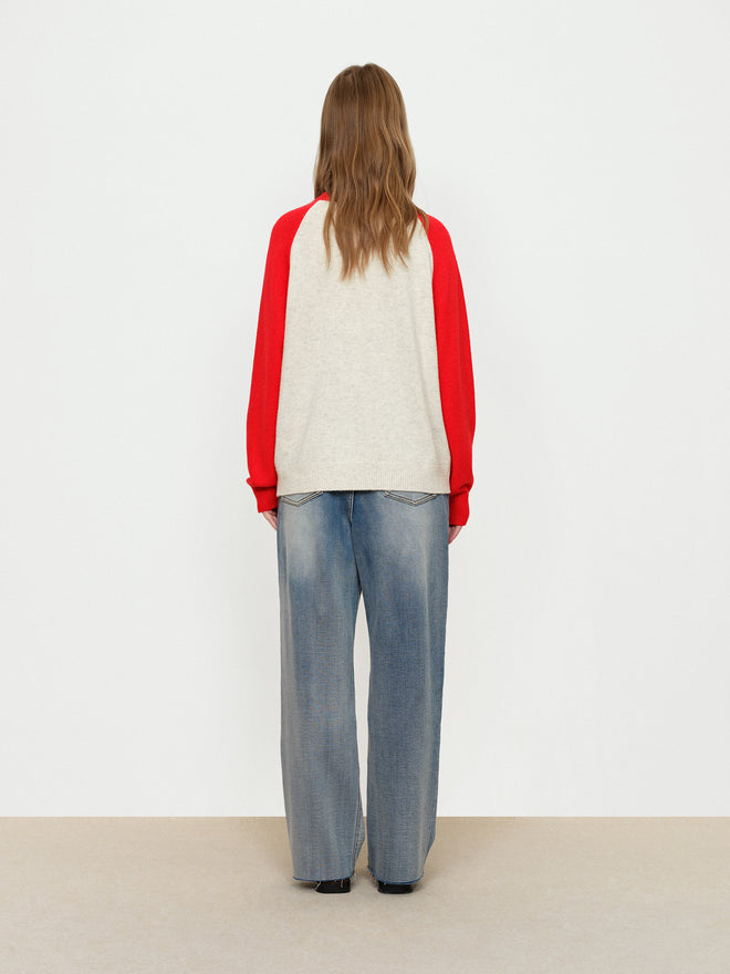 Afternoon Tea Cat Color Blocked Sweater