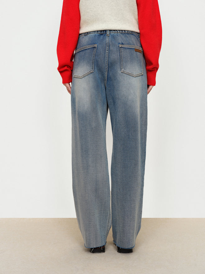 Washed Blue Flannel Jeans