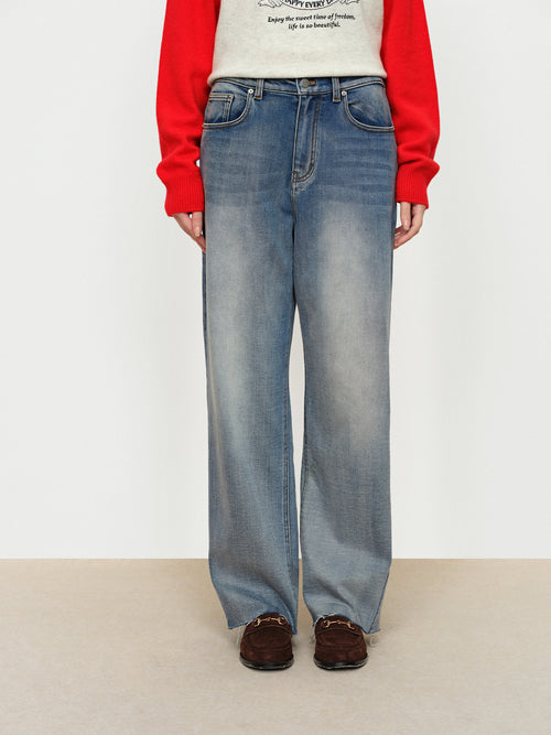 Washed Blue Flannel Jeans