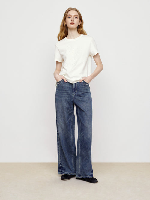 Sparkling Diamond Decorative Jeans