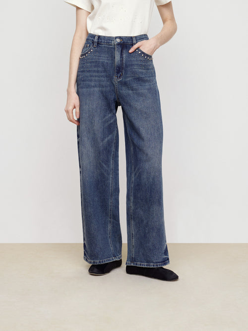 Sparkling Diamond Decorative Jeans