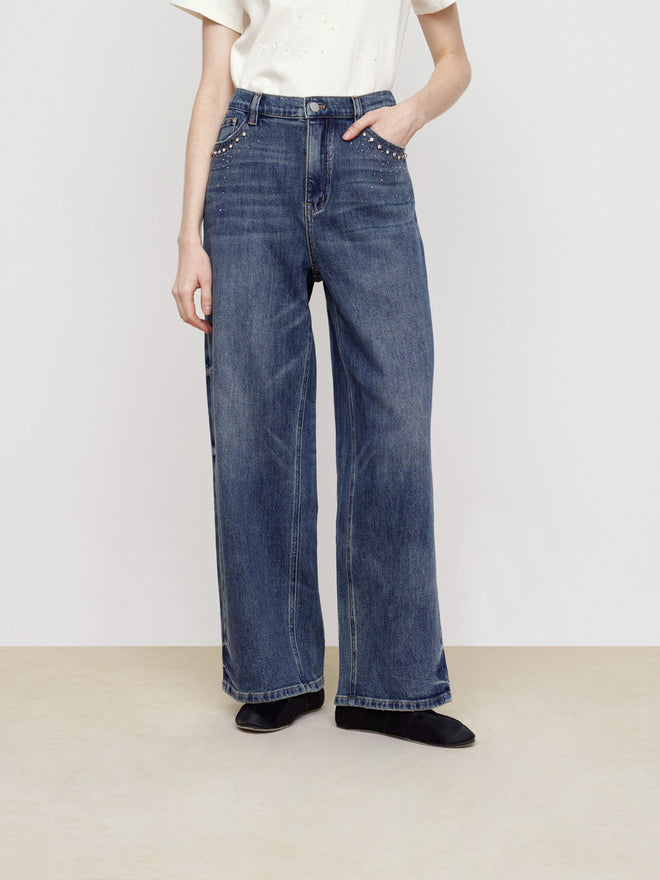 Sparkling Diamond Decorative Jeans