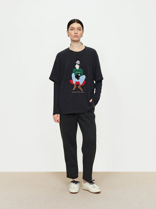 Sesame Gray Glutinous Rice Tapered Pants