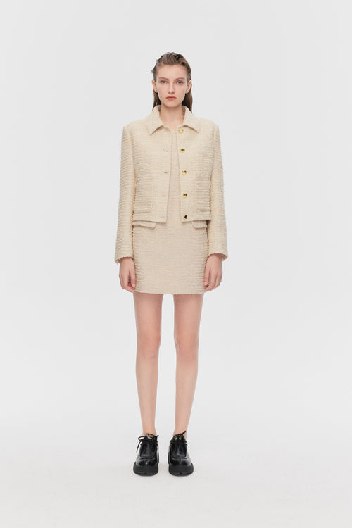 Pastel Tweed Suit - Short Trench, Jacket