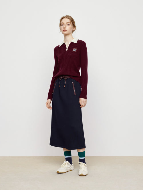 Raspberry Campus Sweater