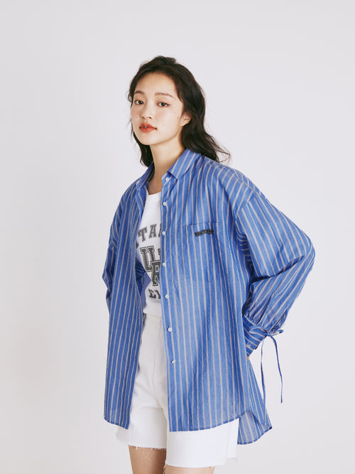 Striped Knotted Silhouette Shirt