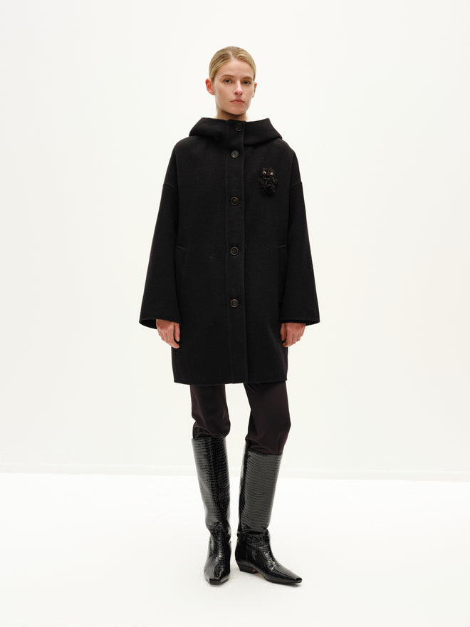 Hooded Black Coat