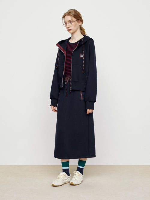 Retro Navy Blue Color Blocked Jacket