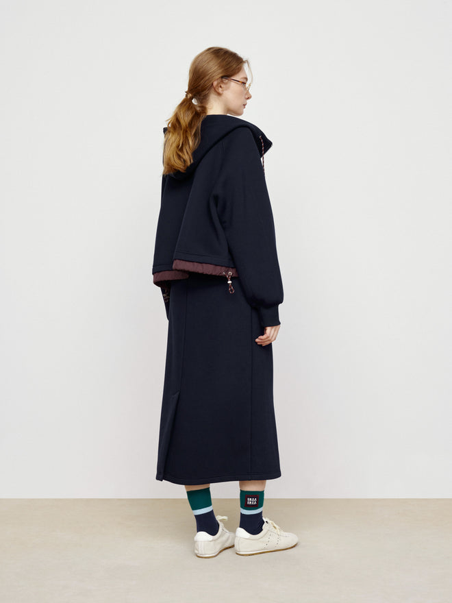 Retro Navy Blue Color Blocked Jacket