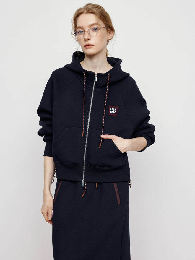 Retro Navy Blue Color Blocked Jacket