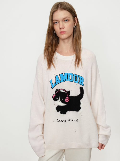 Listening To Music U-Cat Sweaters