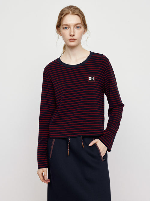 Classic Retro Red And Black Striped Long Sleeved Shirt
