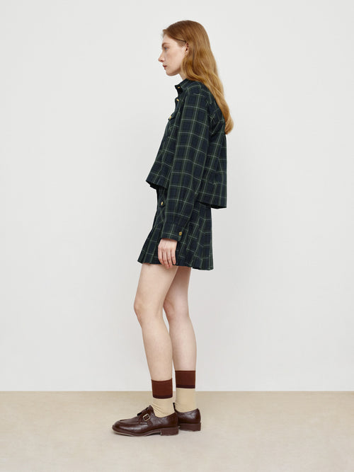 Retro Green Grid College Shirt