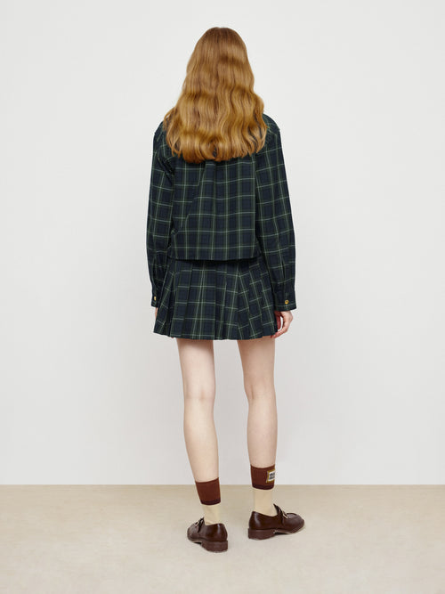 Retro Green Grid College Shirt