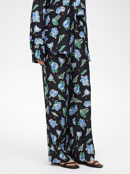 Floral Silk Wool Trousers