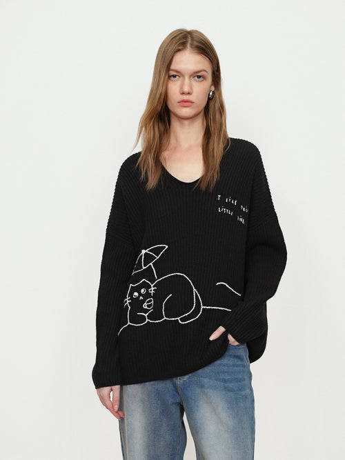 V-Neck Silhouette Sweater