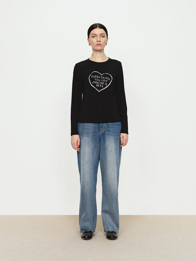 Love Letter Wool Knitted Tee T-Shirt - Black