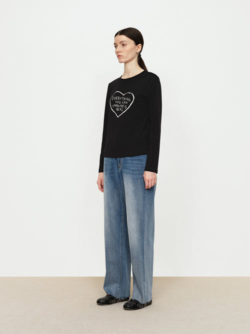 Love Letter Wool Knitted Tee T-Shirt - Black