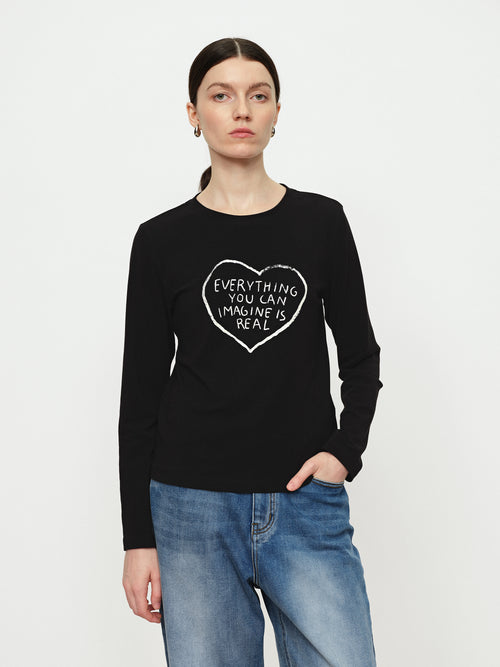 Love Letter Wool Knitted Tee T-Shirt - Black