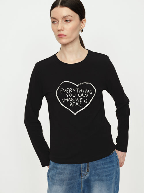 Love Letter Wool Knitted Tee T-Shirt - Black