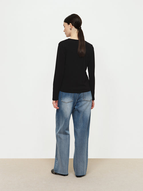 Rough Edged Straight Leg Jeans